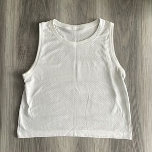 Lululemon cropped mesh muscle tank – white
